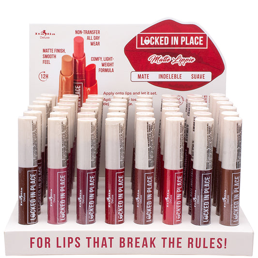 Gama de 8 Labiales en Barra Matte "Locked in Place" Mod. 193- Italia Deluxe