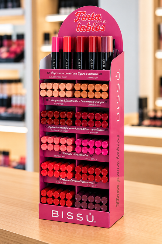 Exhibidor c/100 pzs Tintas de Labios - Bissu