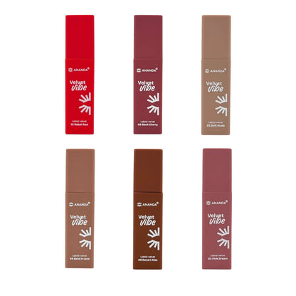 Gama de 6 Labiales liquidos "Velvet Vibe" Efecto Terciopelado - ANANDA