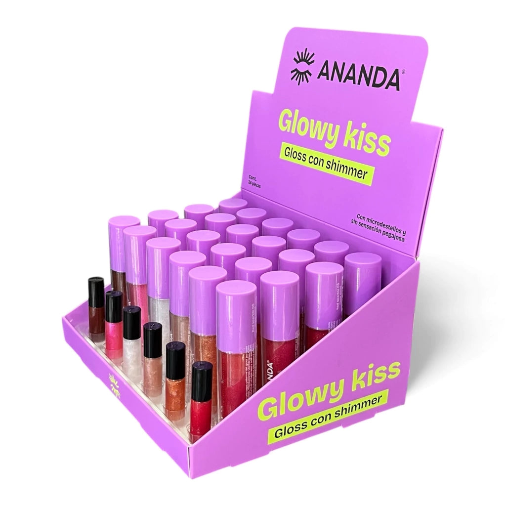 Gama de 6 Brillo Labiales con Shimmer Glowy Kiss - ANANDA