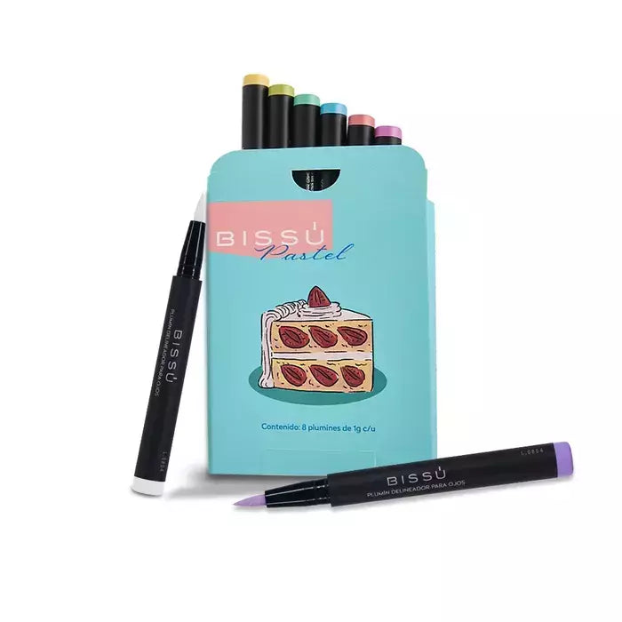 Kit de Plumin Delineador Color Pastel con 8pz - Bissu